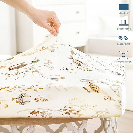 GRSSDER Ultra Soft Jersey Knit Crib Sheets 2 Pack, Stretchy Crib Mattress Sheet with Deep Pocket, Universal Fit Most Crib Pads Safe and Snug, Breathable Fitted Sheets for Baby, Duck