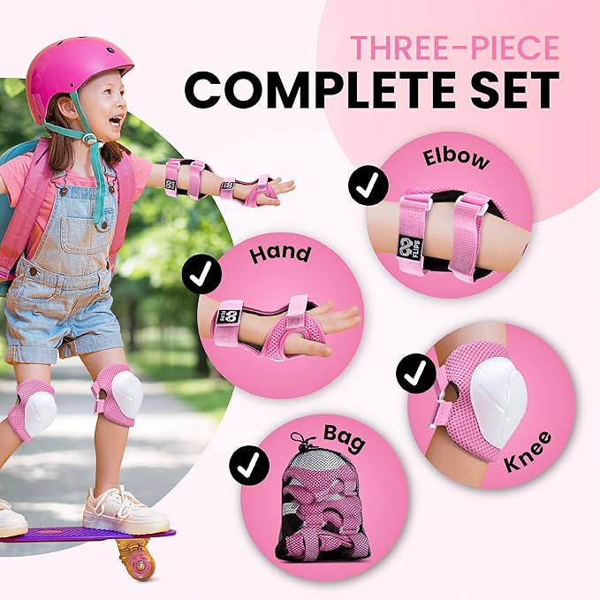 99FLIPS Knee Pads for Kids 3-12 Years - 6pcs Complete Set Certified by TÜV Rheinland - Knee Pads Elbow Pads and Wrist Guards for Kids and Toddler - Skateboard Roller Skates Scooter