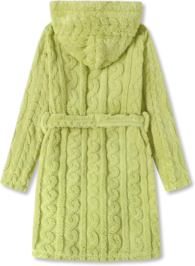 Topgal Leopard Cat Robe for Girls Fleece Toddler Kids Teen Hooded Bathrobe Size 4T-18
