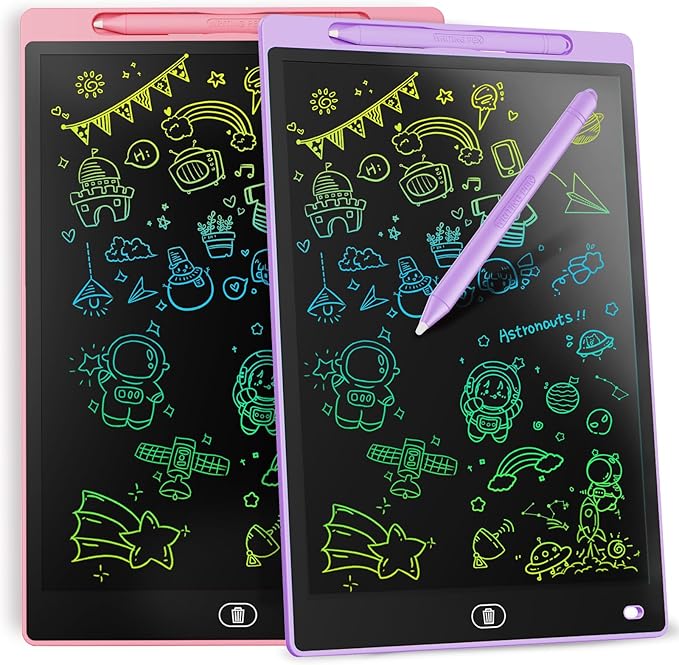 [2 Pack] Genialba LCD Writing Tablet 8.5-Inch Colorful Doodle Board, Toddler Learning Educational Toys Gifts for 3-8 Years Old Girls and Boys, Electronic Drawing Pad for Kids (Pink&Purple)