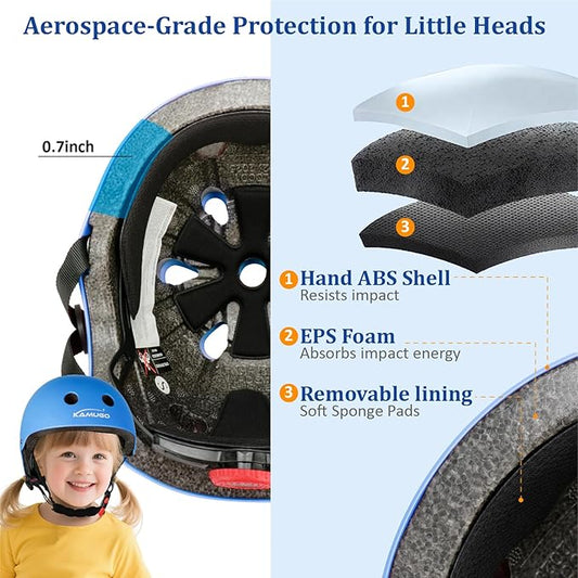 KAMUGO Kids Adjustable Helmet, Suitable for Toddler Kids Ages 2-14 Boys Girls, Multi-Sport Safety Cycling Skating Scooter Helmet