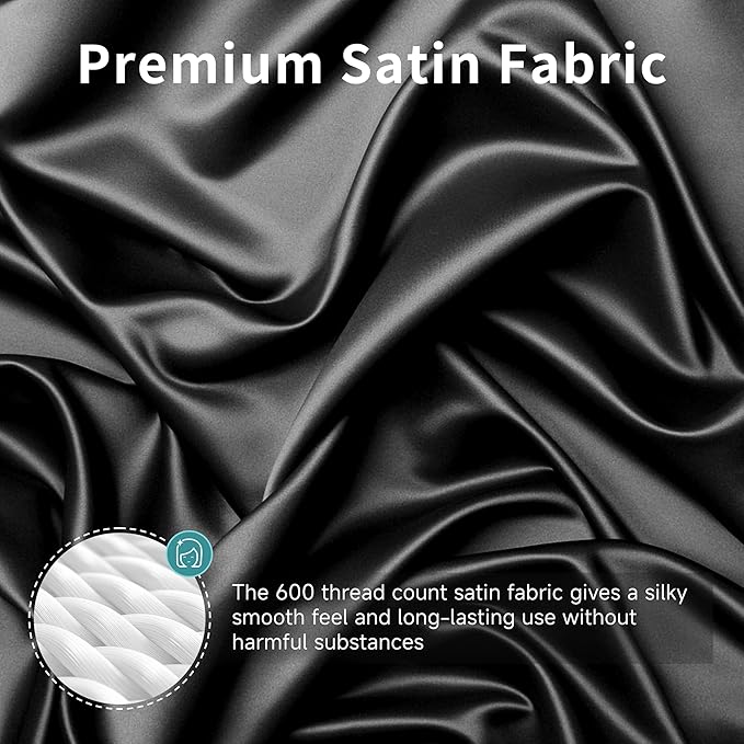 Satin Bassinet Sheet, Great for Baby Hair, Soft Silk Feeling Sheet for Rectangle Cradle Bassinet Mattress Pad, for Boys Gift Newborn and Infant(Black)
