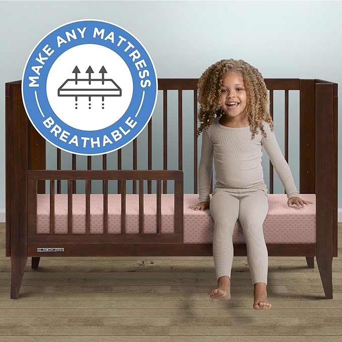 Delta Children Breathable Crib Mattress Pad Cover - 100% Breathable Mattress Pad Cover for Cribs - Elastic Edges for Secure, Universal Fit - Machine Washable - 1 Pack, Pink