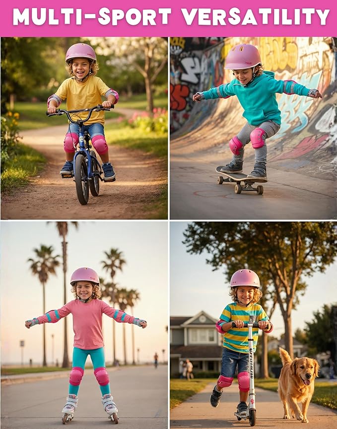 Rideo Kids Bike Helmet for Kids 3-5, Advanced Safety Girls Helmet, Adjustable & Multi-Sport, Patented Safety Buckle, Toddler to Youth