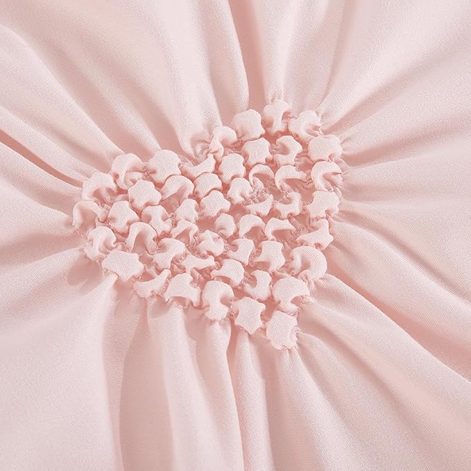 HOMBYS 3 Pieces Princess Pink CribBedding Set for Baby Girls, Ultra Soft Blush Pinch Pleat Comforter Set with Ruffles for All Season
