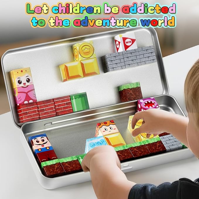 Magnetic Building Blocks for Kids Ages 3-8, STEM Magnetic Cubes Travel Toys with Iron Storage Box – Portable Sensory Learning for Toddlers, Fine Motor Skills Toy for Ages 3 4 5 6 7 8（Regular）