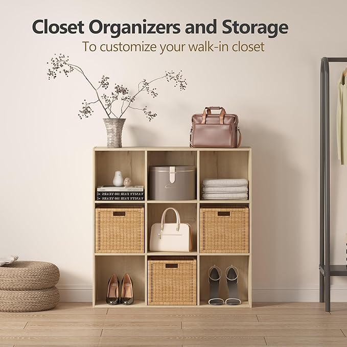 Jpiziso 8 Cube Storage Organizer, Wooden Cube Shelves with Closed Back Panel, Reversible Bookcase, Cubes Closet Organizer for Home, Living Room, Kids Room, Office, Bedroom, Study, Hallway