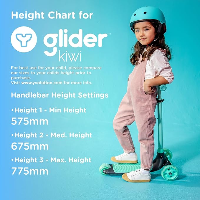 Yvolution Y Glider Air Scooter for Kids, 3 Wheel Scooter for Toddlers 4 Adjustable Height Glider with Kick Scooters, Lean to Steer with LED Flashing Light for Children Ages 3+ Years Old