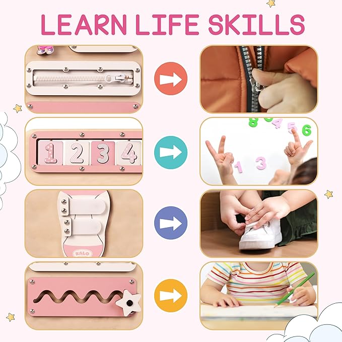 Large Busy Board Montessori Toys for 1 2 3 Year Old - Sensory Toys for Toddlers 1-3 - Fine Motor Skills & Early Learning - Montessori Gift for Boys & Girls - Travel-Friendly & Safe
