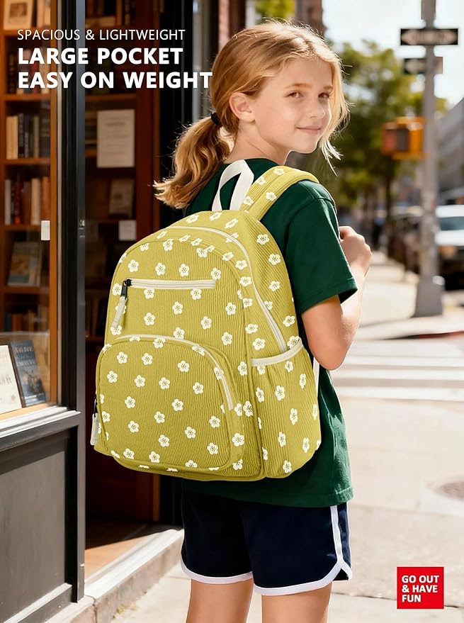 atgark Corduroy Toddler Backpack for Girls 2-5, Preschool Kindergarten Backpack - Cute Kids Backpacks for Girls 13.7" H Fit Folder