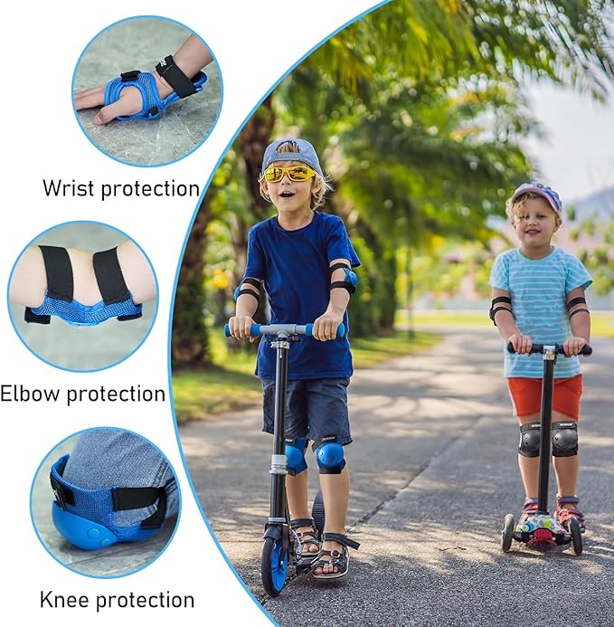 PAPAISON Kids/Youth Knee Pad, Elbow Pads & Wrist Guards for Inline Skating Bike Cycling Skateboard Scooter, 3 in 1 Protective Gear Set for Girls Boys Adult