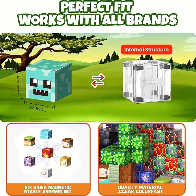 UGY 100PCS Magnetic Blocks - Build Mine Magnet World, Magnetic Building Blocks for Kids Ages 4-6 6-8 8-12, STEM Educational Sensory Toys for Boys & Girls