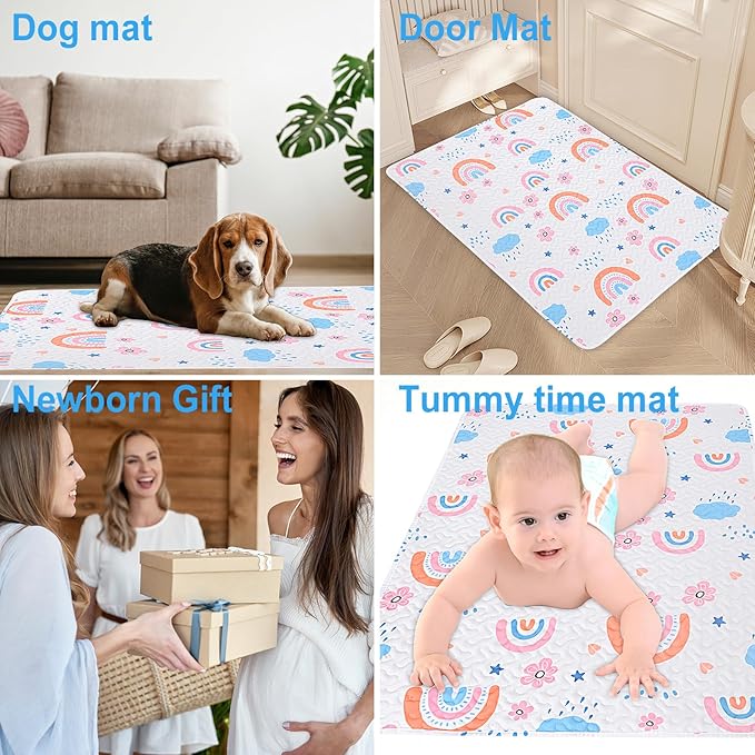Quilted Pack n Play Sheet Fitted, Breathable Thick Pad for Pack and Play Mattress, Pack and Play Mattress Sheet fits Graco, Portable Mini Cribs, Play Yards, Padded Playpen Protector Cover