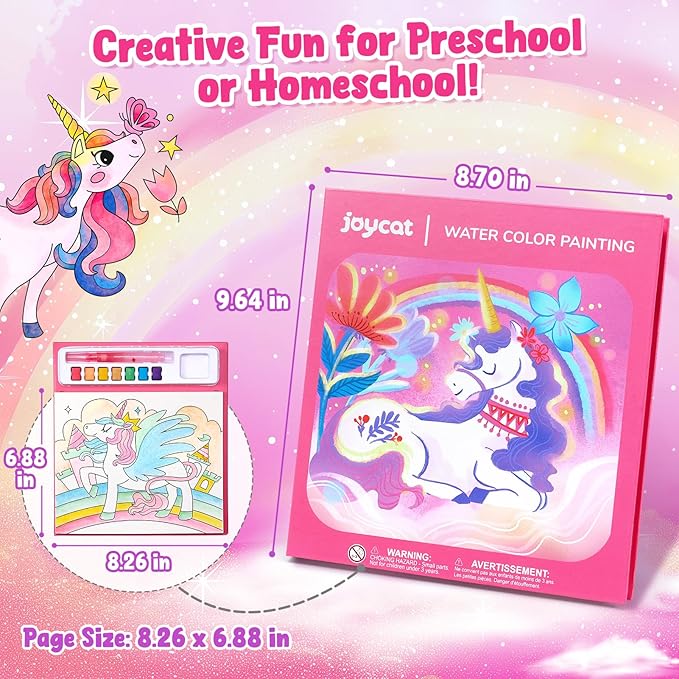 JoyCat Paint with Water Coloring Books for Toddlers, Watercolor Painting Sets for Kids Ages 3-5 4-8, Arts and Crafts Drawing Activities Toy Birthday Gift for Boys Girls (Magical Pony)