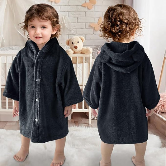 VOOVA & MOVAS Toddler Hooded Poncho Towel with Bear Ear, 0-3Years | 100% Cotton, Ultra-Soft & Absorbent | Gentle for Sensitive Skin, Bath, Pool & Beach Towel | Newborn, Navy