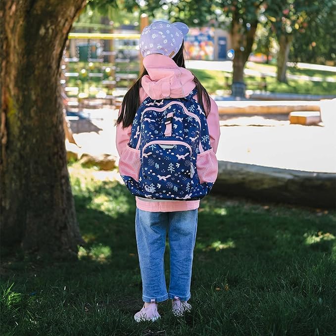 JAN & JUL Girls' Water Resistant Backpack for School, Lightweight Schoolbag for Kids (Navy Forest, One Size)