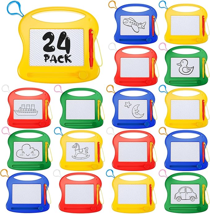 Tinlade 24 Pack Mini Magnetic Drawing Board for Kids, Small Erasable Doodle Sketch, Drawing Pad Bulk Gifts for Boy Girl Birthday Party Favor Classroom Prize Goodie Bag Stuffers (Mixed Color,Stylish)