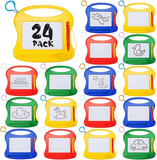 Tinlade 24 Pack Mini Magnetic Drawing Board for Kids, Small Erasable Doodle Sketch, Drawing Pad Bulk Gifts for Boy Girl Birthday Party Favor Classroom Prize Goodie Bag Stuffers (Mixed Color,Stylish)