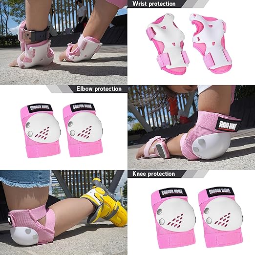 Kids/Youth Knee Pads Elbow Pads Wrist Guards 3 in1Protective Set, for 3-15 Years Child Roller Skates, Cycling, Inline Skating, Skateboard, BMX Bike, Balance Bike, Scooter Riding Sports