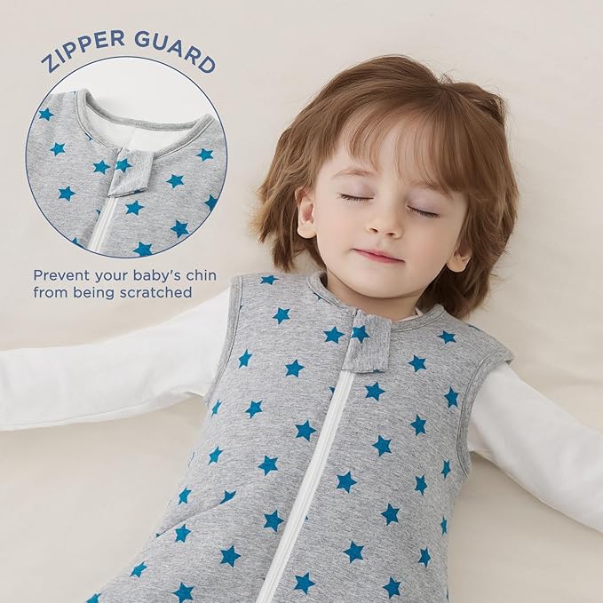 Duomiaomiao 2.5 TOG Baby Sleep Sack 100% Cotton Winter Baby Wearable Blanket, Warm Quilted Comfy Toddler Sleeping Sack