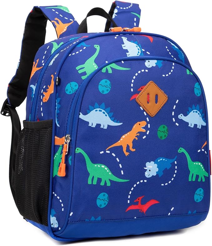 JinBeryl Toddler Backpack for Boys or Girls, Little Kids Backpack for Preschool or Kindergarten (Dinosaur Blue, Mini)