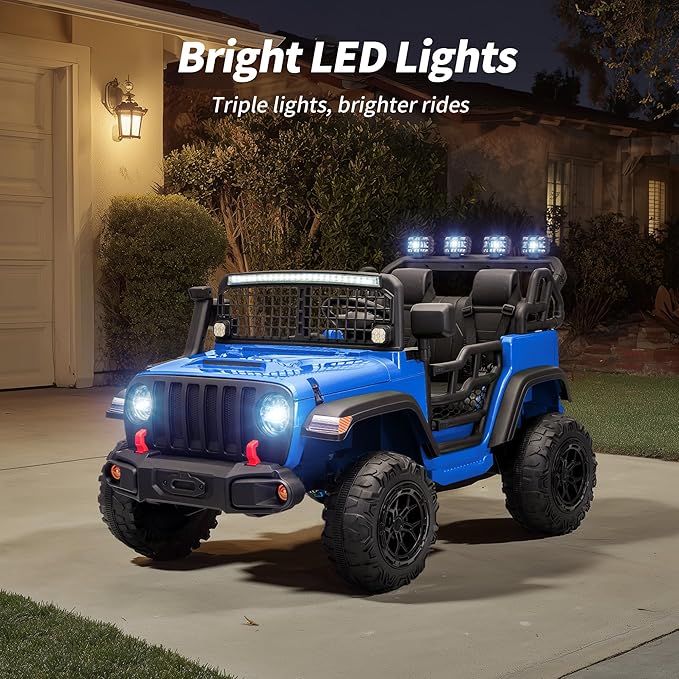 2 Seater Ride on Car Toy, 24V 4WD Electric Car for Kids 4-8 with Remote Control, 4x200W Motors, Capacity 110 lb - Blue