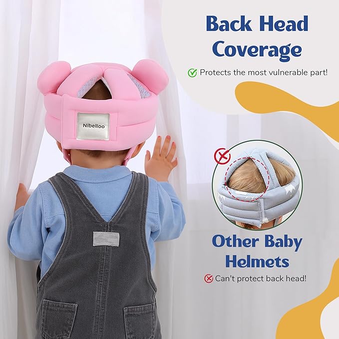 Baby Head Protector for Crawling Walking, Infant Helmet with Foam Bumpers, Adjustable Baby Helmet for Crawling Walking, Toddler Helmet - Head Protector for Baby Walking 12-36 Months.