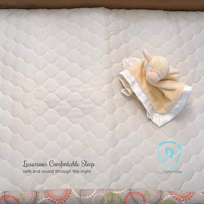 Organic, Cotton Quilted Pack 'n Play Size Fitted Mattress Pad Cover, Natural