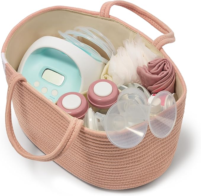 Natemia Baby Diaper Caddy Organizer - Baby Shower Basket for Gifts - Nursery Storage for Diapers, Wipes, Breast Pump - Portable Organizer and Gift Bag - Newborn Essentials