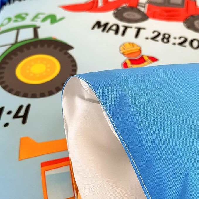 4 Piece Toddler Bedding Set for Boys,Cars Construction Toddler Bed Comforter Set Includes Comforter,Flat Sheet,Fitted Sheet and Pillowcase,Christan Trucks Tractors Bed in A Bag for Kids Bedroom