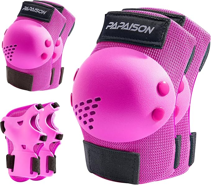 PAPAISON Kids/Youth Knee Pad, Elbow Pads & Wrist Guards for Inline Skating Bike Cycling Skateboard Scooter, 3 in 1 Protective Gear Set for Girls Boys Adult