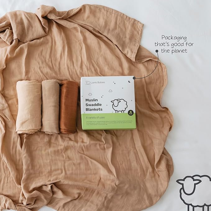 Muslin Baby Swaddle Blanket, Ultra-Soft Bamboo and Cotton Blend, Versatile Baby Muslin Swaddle Blanket for Nursing Cover, Stroller, Swaddling, and Tummy Time