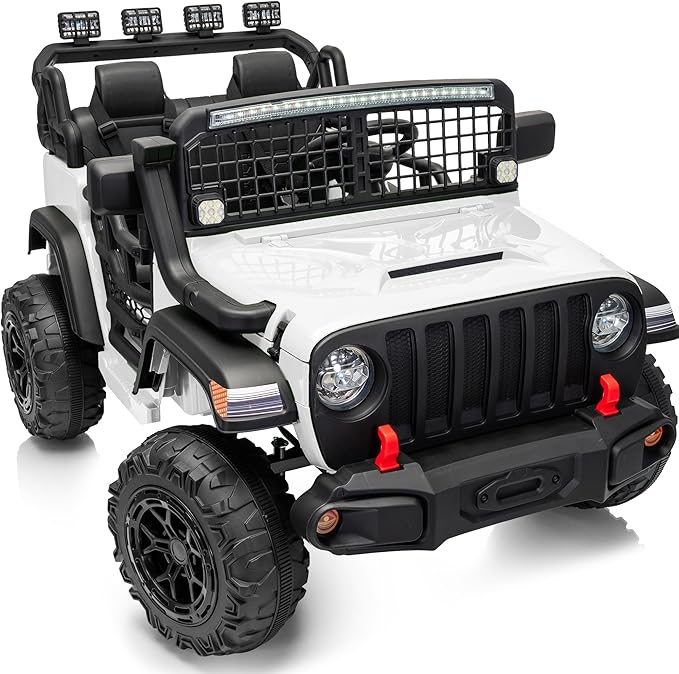 2 Seater Ride on Car Toy, 24V 4WD Electric Car for Kids 4-8 with Remote Control, 4x200W Motors, Capacity 110 lb - White