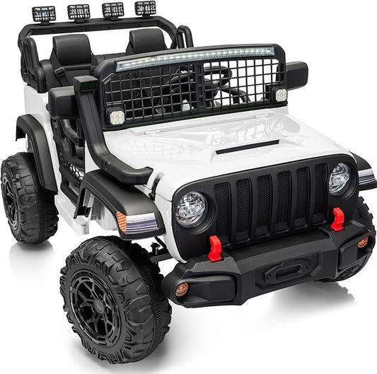 2 Seater Ride on Car Toy, 24V 4WD Electric Car for Kids 4-8 with Remote Control, 4x200W Motors, Capacity 110 lb - White