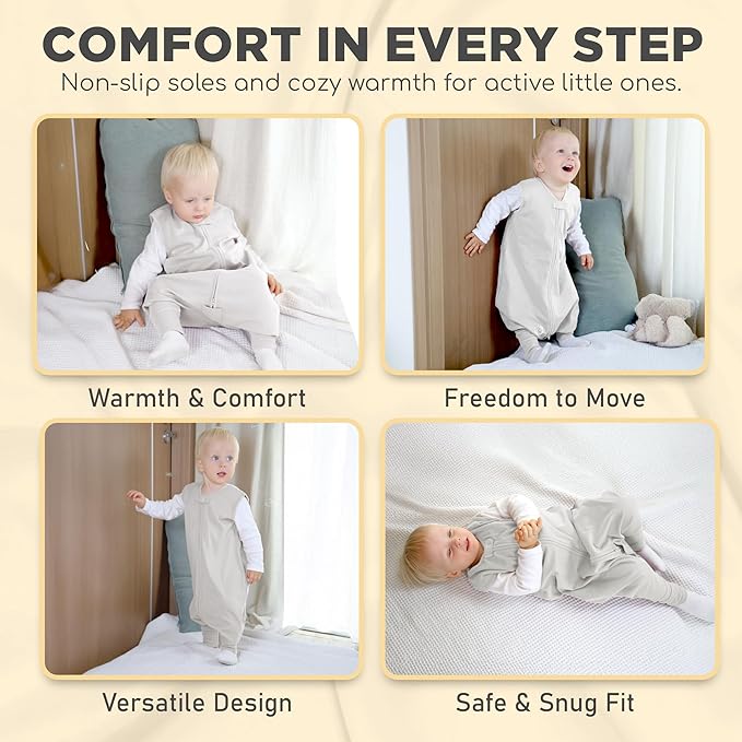 Mama Cheetah Toddler Sleep Sack with Feet 4T-5T, 0.5 TOG Organic Cotton Baby Wearable Blankets with Legs, Baby Sleeping Bag for Walkers, Early Walker X-Large