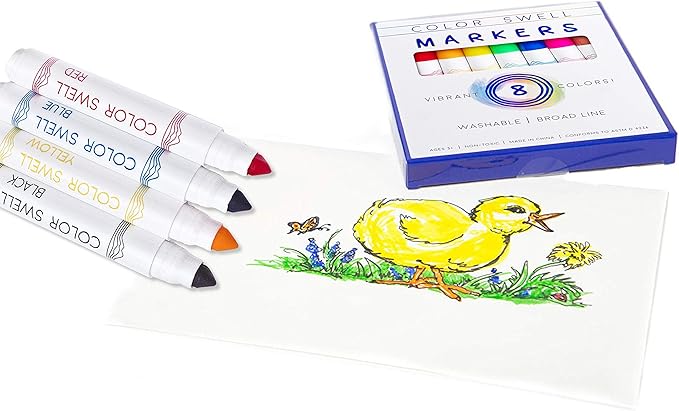 Color Swell Washable Markers 2 Pack of 8 Vibrant Colors Each for Teachers, Kids, Classrooms, Families, All Ages