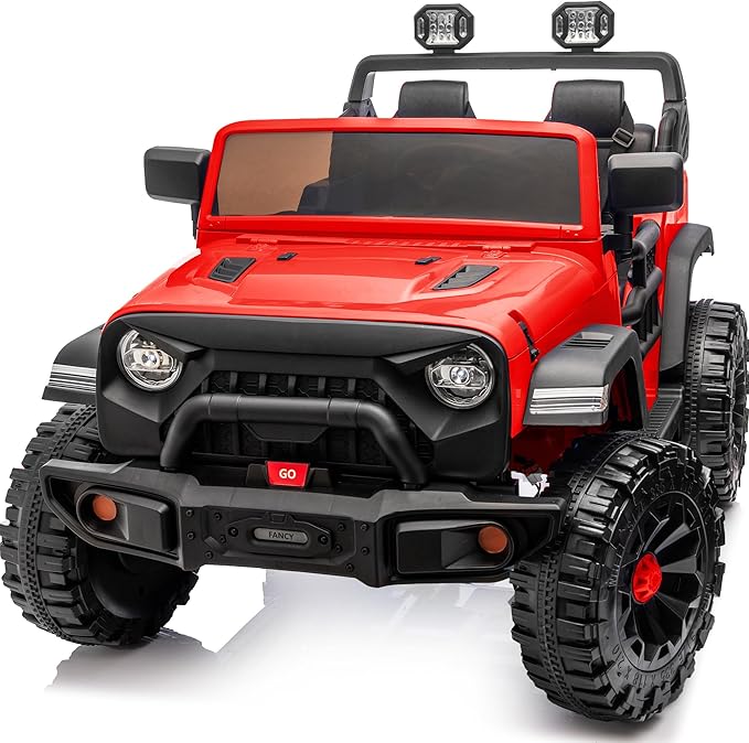 2 Seater Ride on Car Toy, 24V 4WD Electric Car for Kids 4-8 with Remote Control, 4x200W Motors, Capacity 150 lb - Red