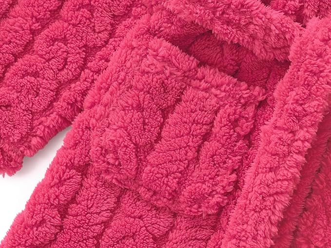 Topgal Leopard Cat Robe for Girls Fleece Toddler Kids Teen Hooded Bathrobe Size 4T-18
