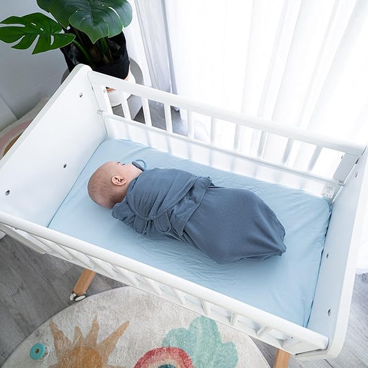 Comfy Cubs Easy Swaddle Blanket, 3 Pack - 100% Cotton Newborn Wrap, Small for 0-3 Months Infants, with Adjustable Velcro, Breathable and Durable Sleep Sack for Babies - Stone, Nomadic Blue & Azul
