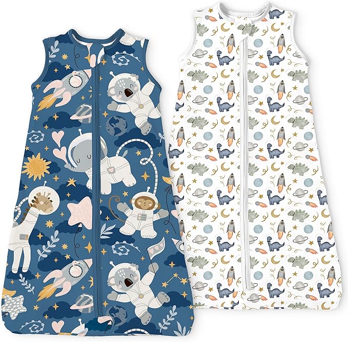 Toddler Sleep Sacks 2T-3T-4T, 0.5 TOG Light Summer Wearable Blankets, Extra Long XL Sleeping Bags, 2 Pack