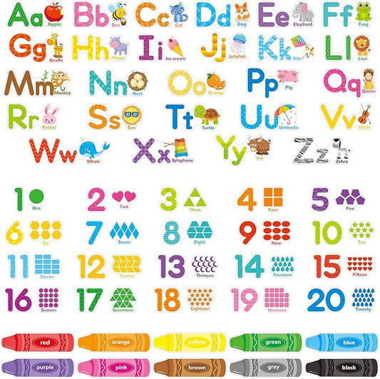 Animal Alphabet Numbers Shape Color Wall Decals Stickers for Room décor Letters ABC Pre-School Kindergarten Classroom Educational Bedroom Nursery Homeschool Decoration