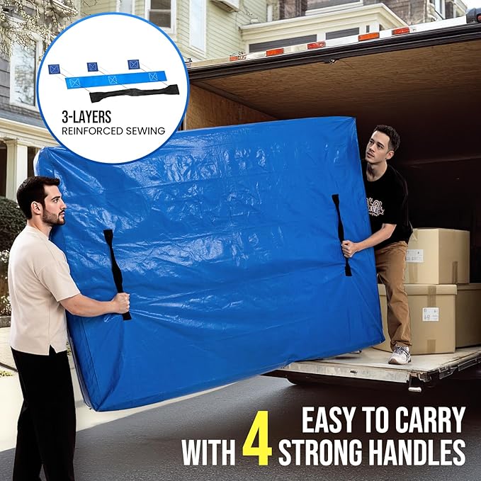 TAILI Full Mattress Bags for Moving and Storage, Heavy Duty Moving Supplies Mattress Cover with Reinforced Handles, Storage Cover Essentials Packing Protector