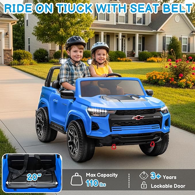 Winado 24V Licensed Colorado Electric Car for Kids, Ride on Toys for Toddlers with Remote Control, 2 Seater Electric Car Ride On Vehicle w/Bluetooth, Soft Start, LED Lights - Blue