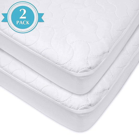American Baby Company 2 Pack Waterproof Fitted Crib Mattress Protector 52" x 28" - Quilted, Noiseless, Soft & Breathable Crib & Toddler Mattress Pad Cover