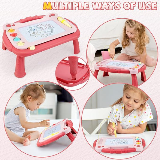HCFJEH Magnetic Drawing Board, Sketch Doodle Board Pad Toy, Educational Learning Toys for Toddlers 3, Learning Toys for Baby Kids Boys Girls 3 Year Old Birthday Gift (Red)