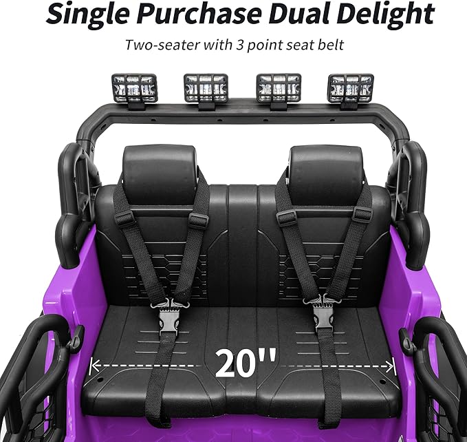 2 Seater Ride on Car Toy, 24V 4WD Electric Car for Kids 4-8 with Remote Control, 4x200W Motors, Capacity 110 lb - Purple