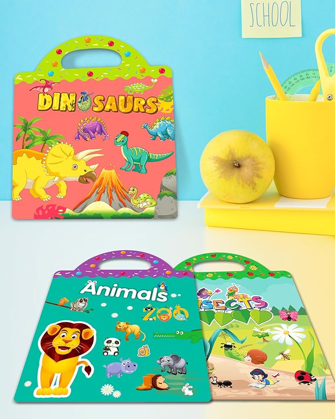 Benresive Reusable Sticker Books for Kids 2-4, Sticker Books for Toddlers 1-3 2-4, Toddler Travel Toys Activities Crafts Gifts