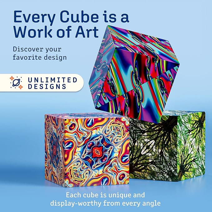 Shashibo Shape Shifting Box - Award-Winning STEM Fidget Toy with Strong Magnets - Fidget Cube Transforms Into 100+ Shapes, Christmas Stocking Stuffers Gift for Kids, Teens, and Adults (Spaced Out)