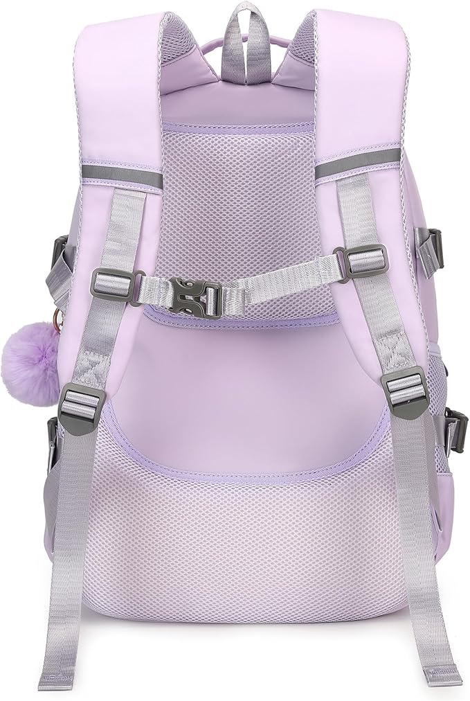KIDNUO Backpack for Girls, 15.6 Inch Laptop School Bag Kids Kindergarten Elementary College Backpacks Large Bookbags for Teen Girl Women Students Casual Travel Daypacks (Purple)