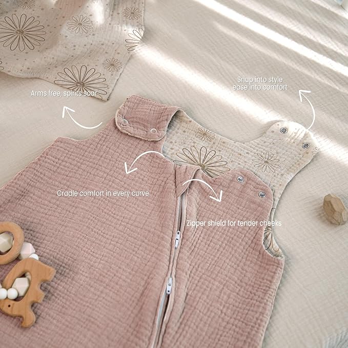 lulumoon Sleep Sack Muslin for Baby: Cotton Wearable Blanket for 9-15 Months - Soft Lightweight Ideal for Nursery Lounge Nighttime Naptime 6-12 Months
